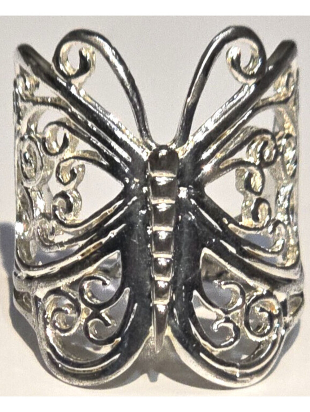 Sterling Silver Butterfly Ring Boho Filigree Sz. 7